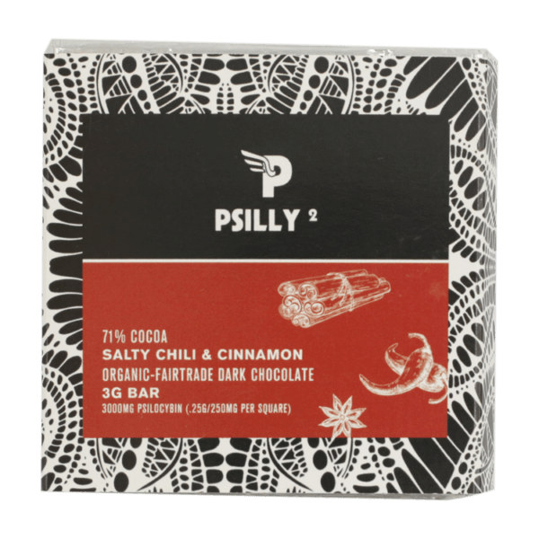 Psilly - Dark Chocolate Bar - Salty Chili & Cinnamon | Shroomland Canada